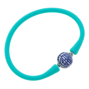 Bali Chinoiserie Bead Silicone Bracelet in Mint