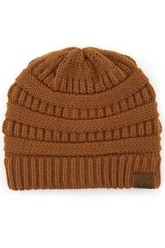 C.C Ribbed Knit Solid Color Beanie CLAY