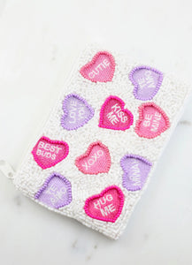 Candy Hearts Beaded Pouch