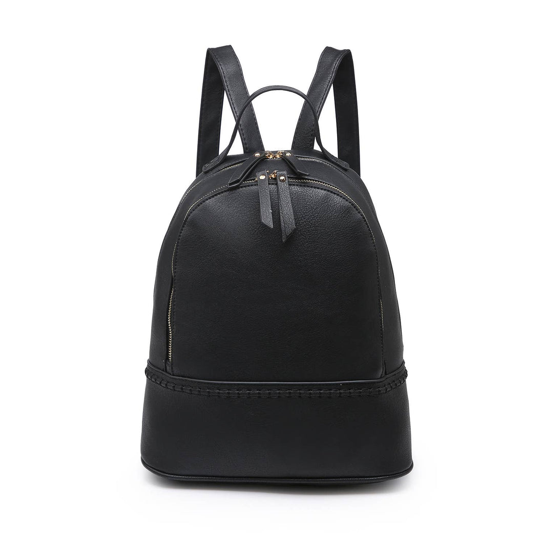 Jen & Co Marty Compartment Backpack w/ Stitch Detail BLACK