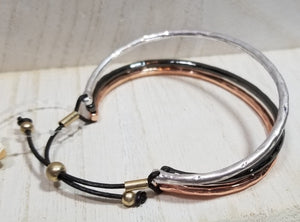 Triple Band Multi-Metal Adjustable Bracelet