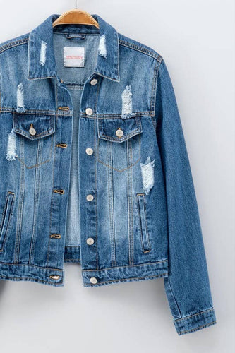 DESTROYED DENIM JEAN JACKET