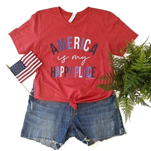 America is My Happy Place Vintage Boyfriend Graphic Tee