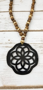 Hannah Necklace - Black w/ Brown Beads