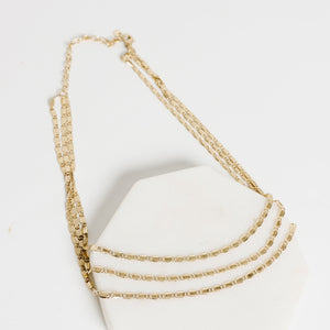 PS Cara Layered Chain Choker Necklace GOLD