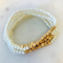 Five Strand Stone And Gold Bracelet Set (White)