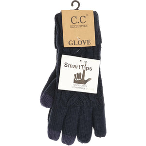 Lined Cable Knit Gloves NAVY