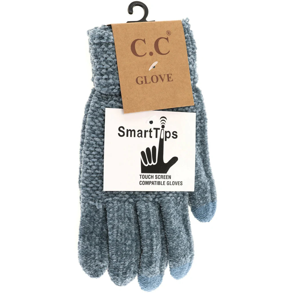 Chenille CC Gloves STEEL BLUE