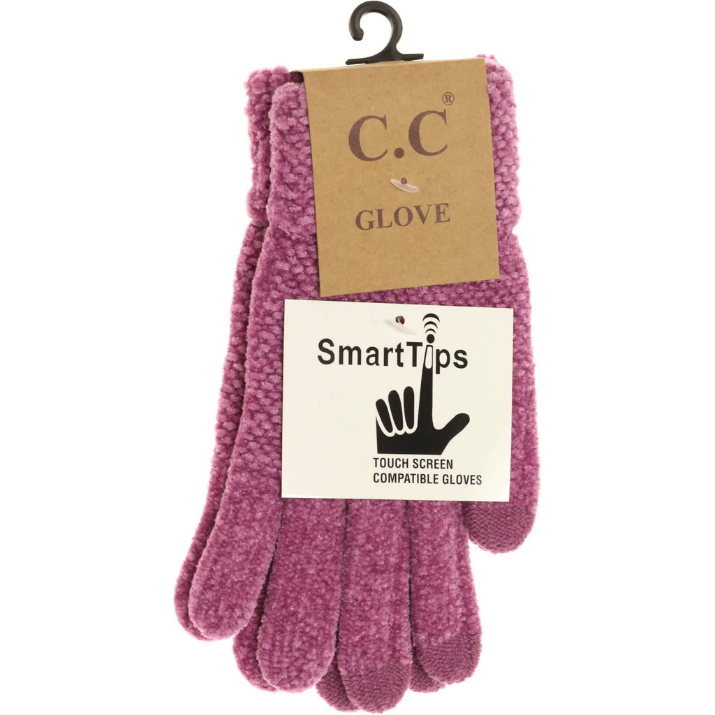 Chenille CC Gloves ORCHID FLOWER