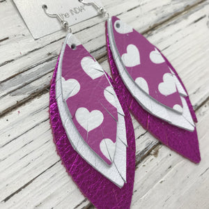India Marquise Earrings (Purple/Pink Hearts, Matte White, Metallic Neon Pink)