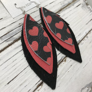 India Marquise Earrings (Black/Red Hearts, Matte Coral, Shimmer Black)