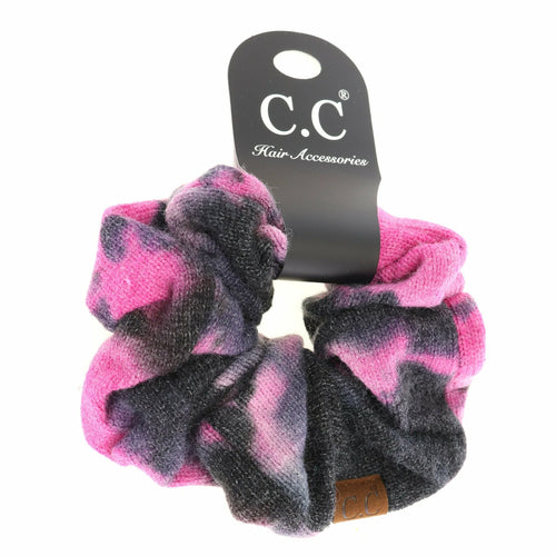 Tie Dye Ponytail Scrunchie BLACK/HOT PINK