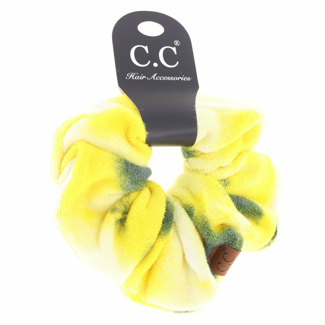 Tie Dye Ponytail Scrunchie GREY/YELLOW