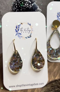 VB Silver/Gold Dainty Glitter Teardrop Earrings
