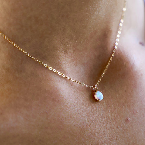 Delicate Opal Drop Necklace