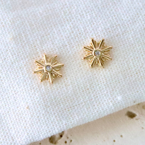 CZ Pave Star Burst Stud Earrings