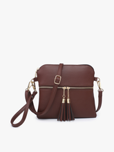 Tara Double Zip Crossbody/Wristlet: Dark Chocolate