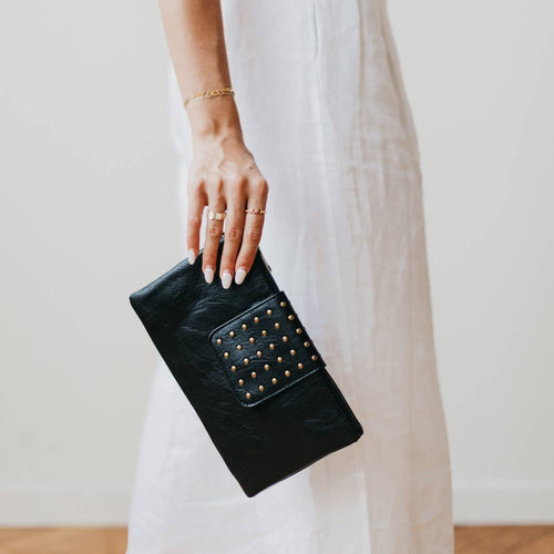 Riviera Maya Rivet Clutch - Black