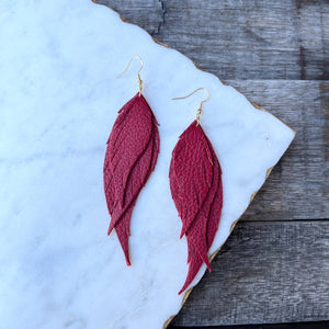 Wings of an Angel - Red - Leather Earrings