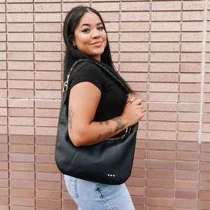 Hattie Shoulder Hobo Bag - Black