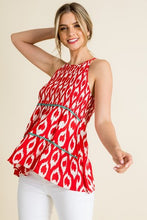 THML Smocked Tiered Print Top Red