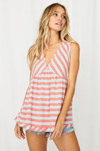 Stripe V-Neck Ribbed Sleeveless Top