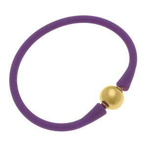 Bali 24K Gold Plated Bead Silicone Bracelet Purple
